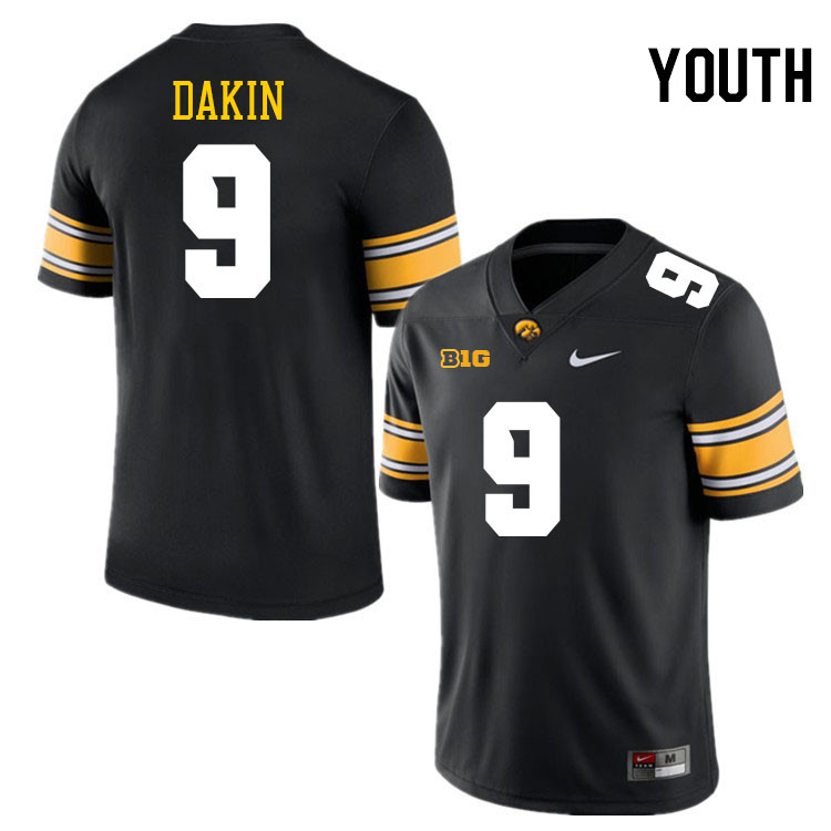 Youth #9 Rhys Dakin Iowa Hawkeyes College Football Jerseys Stitched-Black